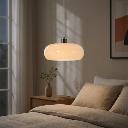 Pendellampa i Munblåst Glas | Bauhaus Design med E27 | Färgskiftande Ljus Ra97 | Vardagsrum & Matplats