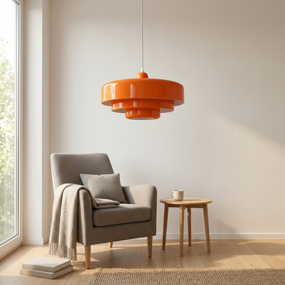Pendellampa Skivdesign i Metall | Dekorativ Skärm i Macaron-Färger | E27 3000K Varmt Ljus | Vardagsrum