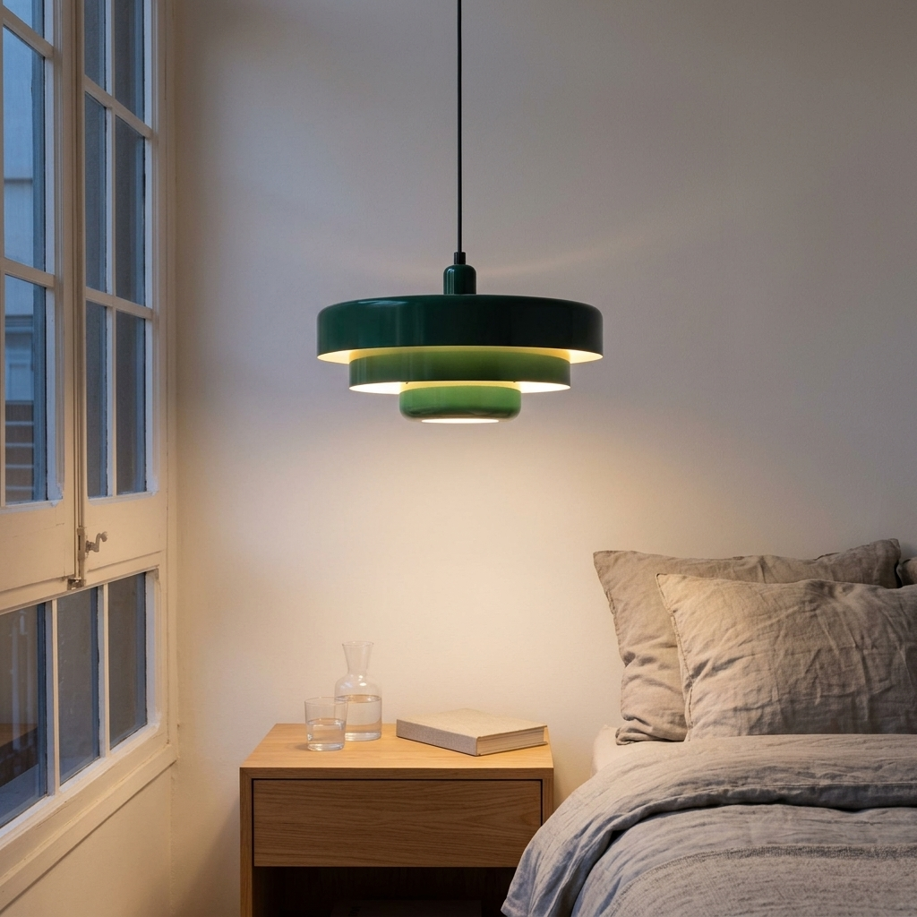 Pendellampa Skivdesign i Metall | Dekorativ Skärm i Macaron-Färger | E27 3000K Varmt Ljus | Vardagsrum