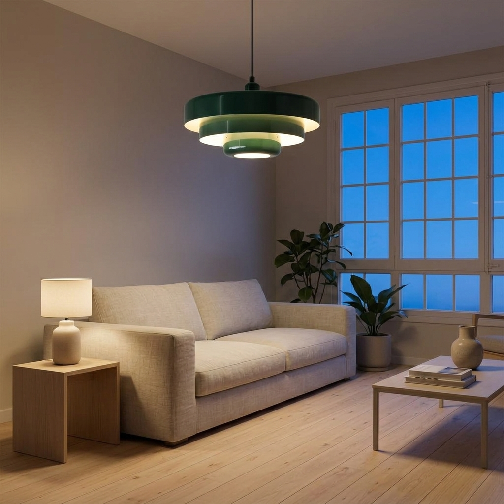 Pendellampa Skivdesign i Metall | Dekorativ Skärm i Macaron-Färger | E27 3000K Varmt Ljus | Vardagsrum