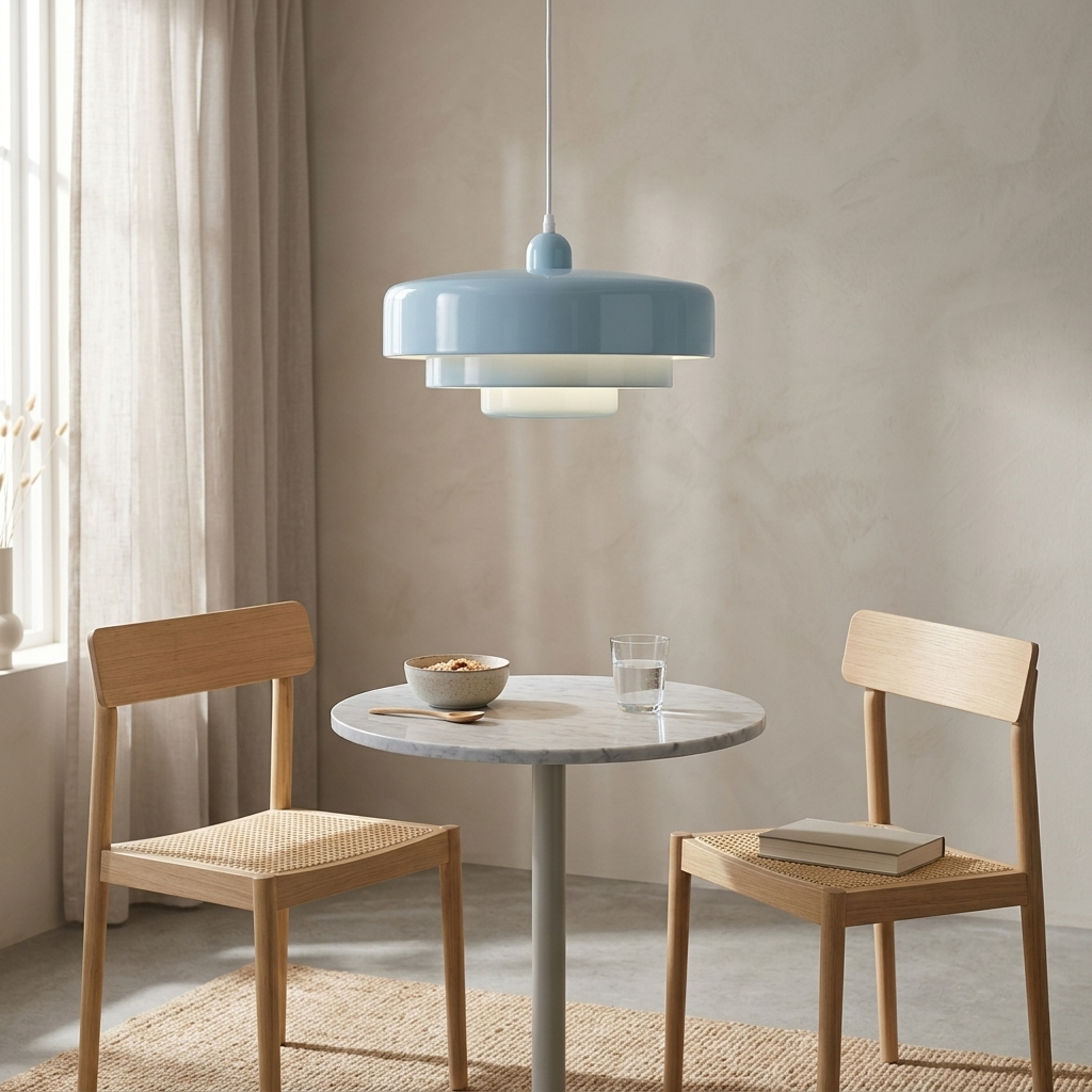 Pendellampa Skivdesign i Metall | Dekorativ Skärm i Macaron-Färger | E27 3000K Varmt Ljus | Vardagsrum