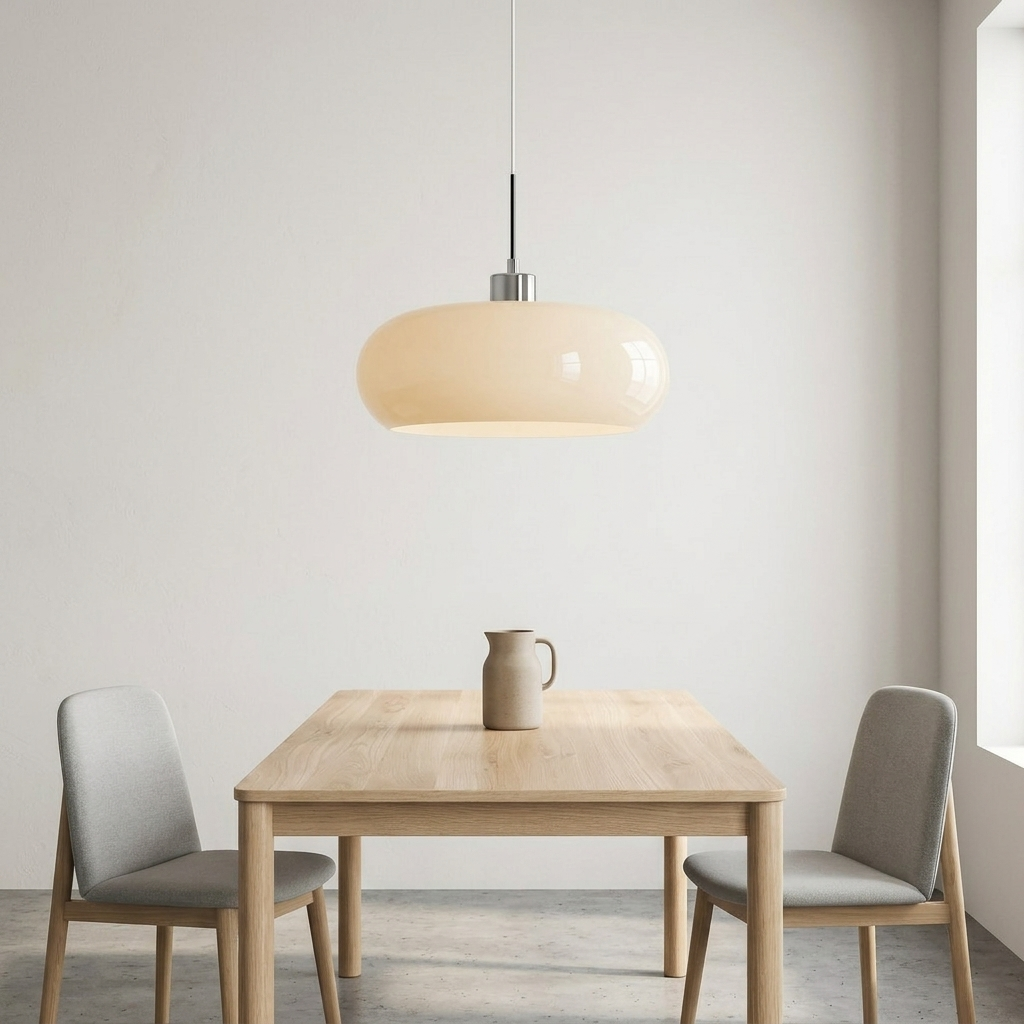 Pendellampa i Munblåst Glas | Bauhaus Design med E27 | Färgskiftande Ljus Ra97 | Vardagsrum & Matplats