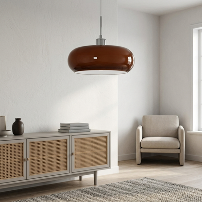 Pendellampa i Munblåst Glas | Bauhaus Design med E27 | Färgskiftande Ljus Ra97 | Vardagsrum & Matplats