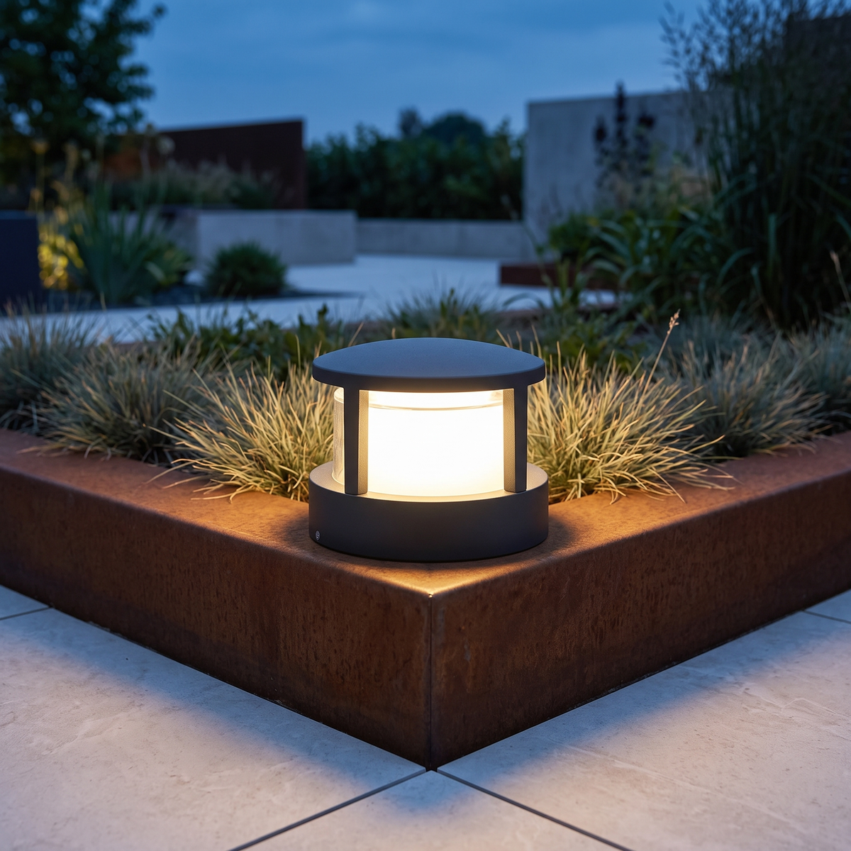 Marklampa Utomhus Cylinder LED | Industriell Aluminium Vattentät | Gräsmatta & Gång | Svart