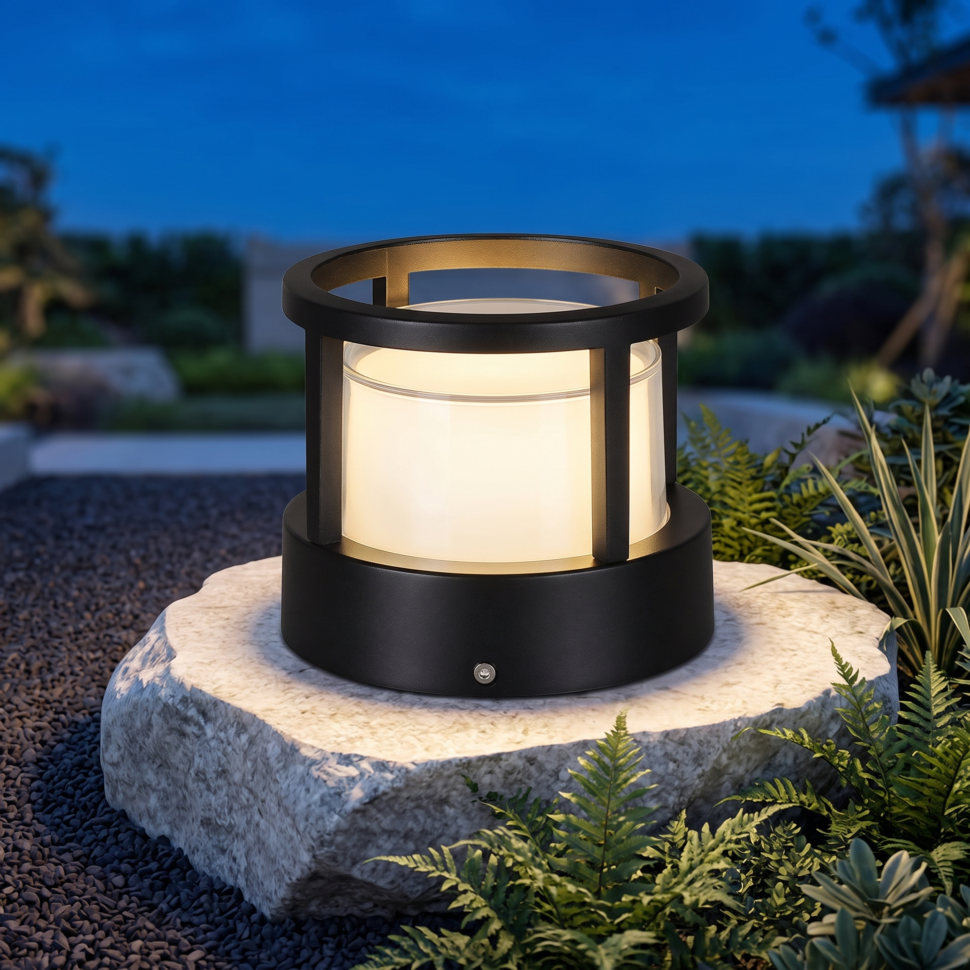 Marklampa Utomhus Cylinder LED | Industriell Aluminium Vattentät | Gräsmatta & Gång | Svart