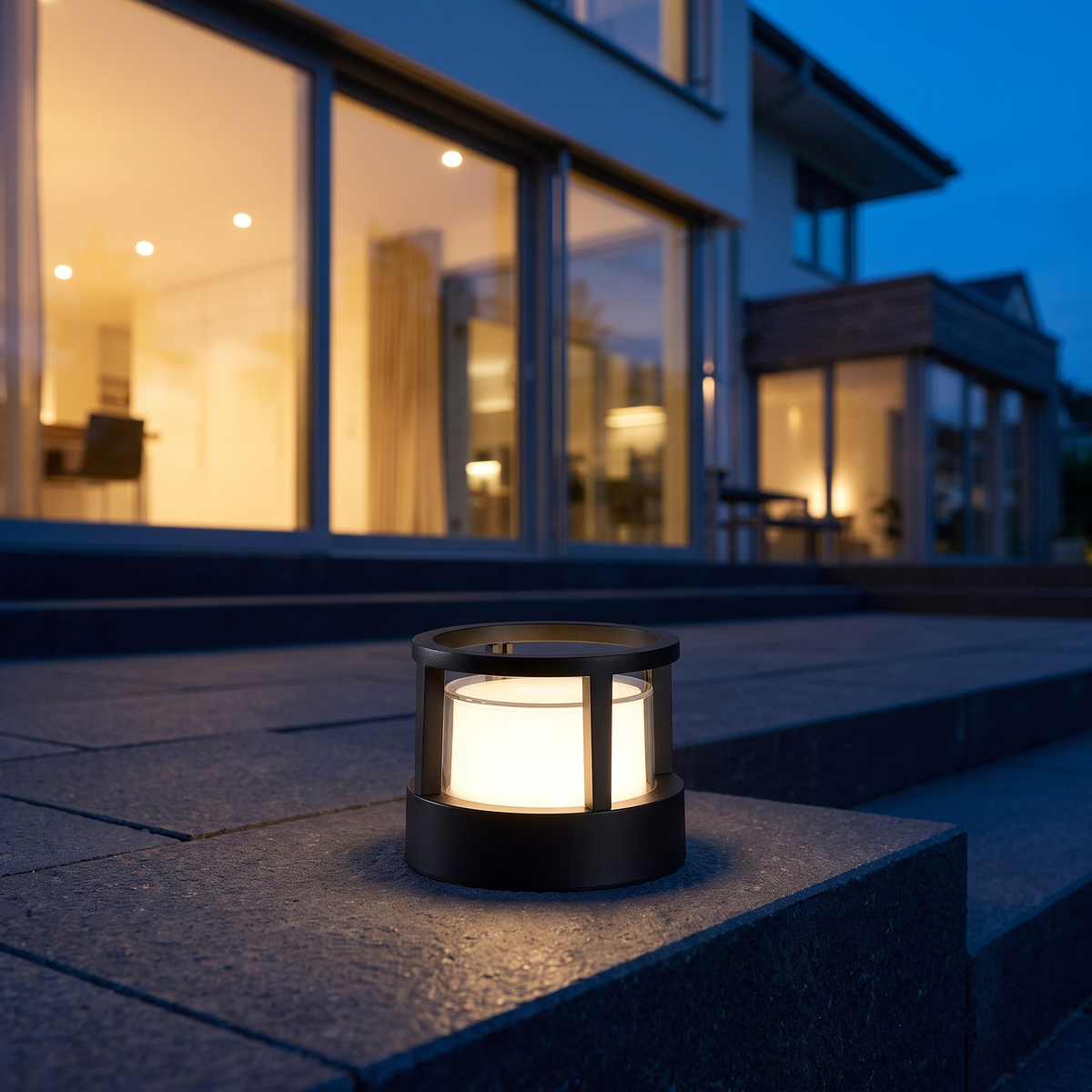 Marklampa Utomhus Cylinder LED | Industriell Aluminium Vattentät | Gräsmatta & Gång | Svart