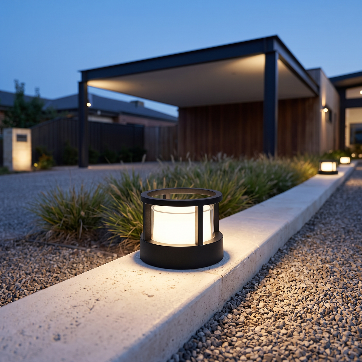 Marklampa Utomhus Cylinder LED | Industriell Aluminium Vattentät | Gräsmatta & Gång | Svart