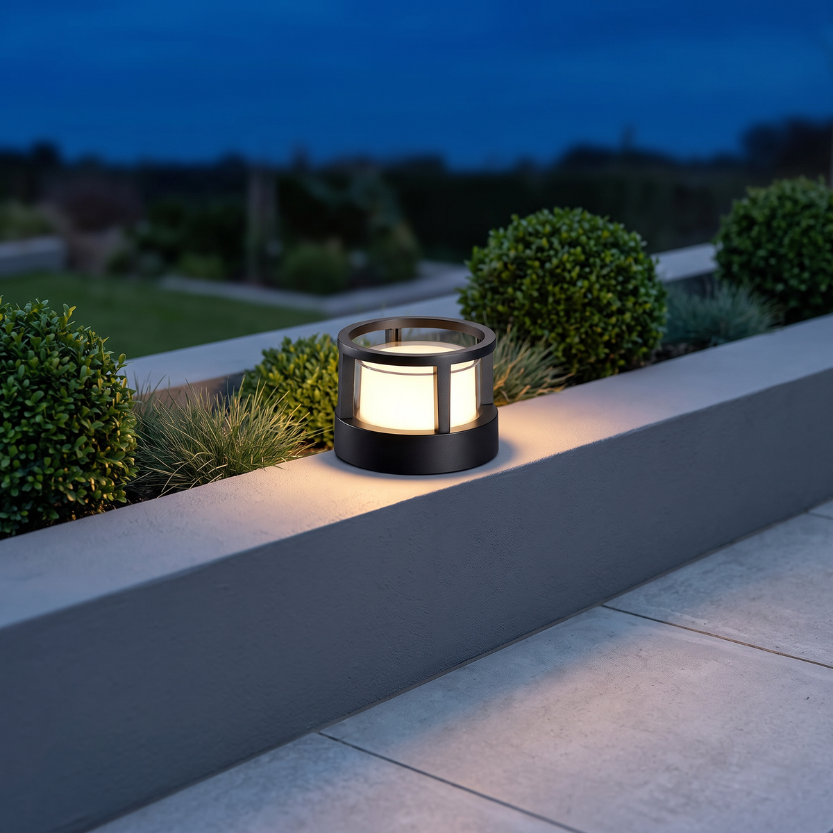 Marklampa Utomhus Cylinder LED | Industriell Aluminium Vattentät | Gräsmatta & Gång | Svart