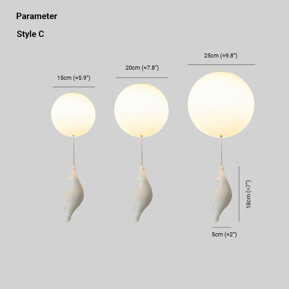 Taklampa Barnrum | Björn med Ballong i Metall och Akryl | Tre Modeller | Ø 15–25 cm eller Set med 3