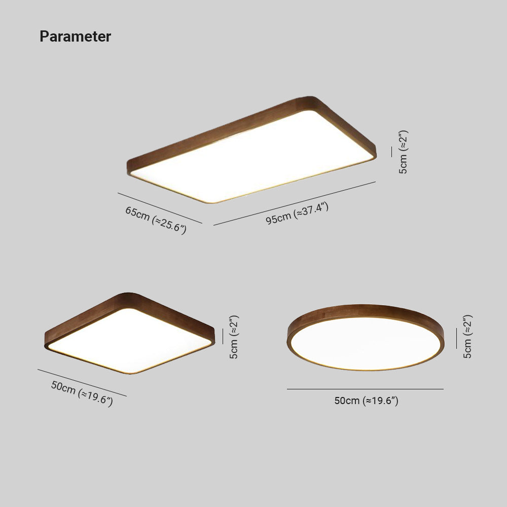 Deckenleuchte LED in Walnuss | Geometrische Aufbauleuchte aus Holz und Acryl | 3 Formen | Weißes oder Warmweißes Licht