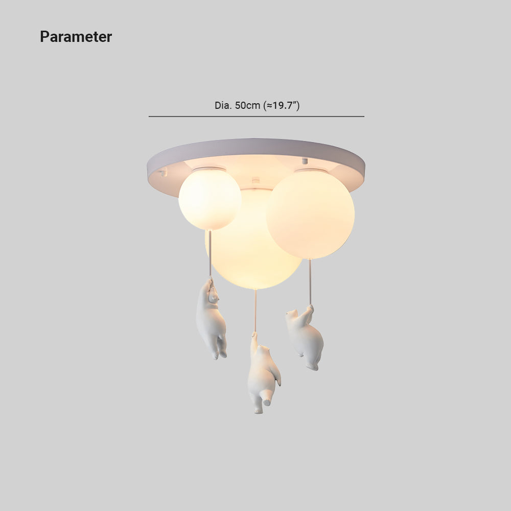 Taklampa Barnrum | Björn med Ballong i Metall och Akryl | Tre Modeller | Ø 15–25 cm eller Set med 3