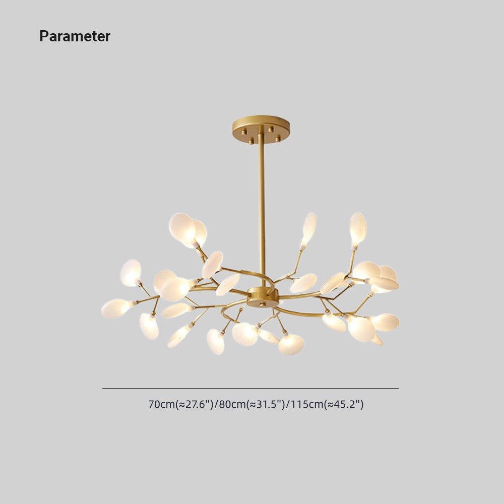 Kronleuchter in Astform | Schwarzes oder Goldenes Metall mit Schirmen aus Glas oder Acryl | 30, 45 oder 54 Leuchtmittel | Warmweißes Licht