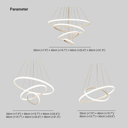 Pendelleuchte mit Ringen LED | Schwarz, Weiß, Kaffeebraun oder Gold | 2–4 Ringe | Ø 20–80 cm
