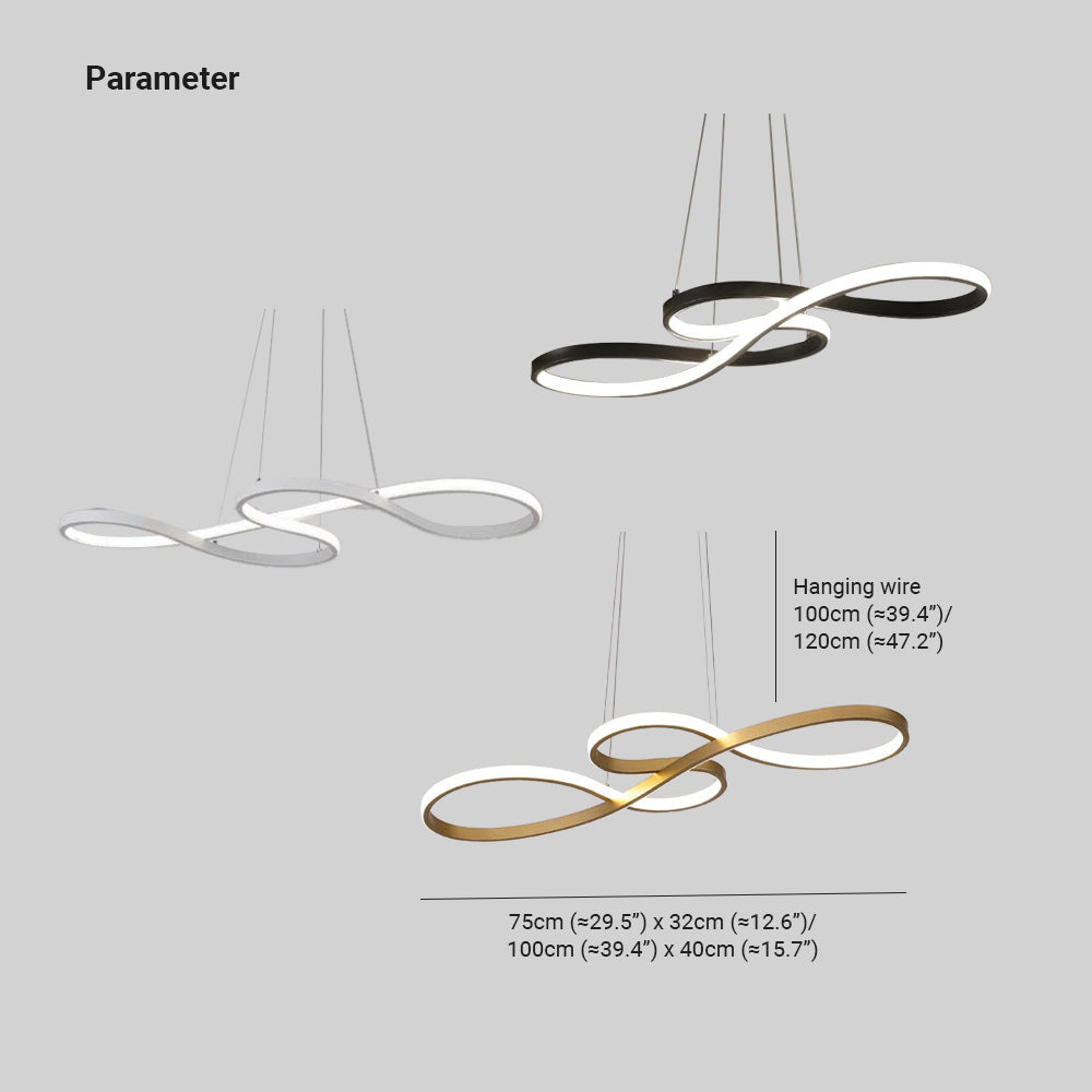 Pendellampa Matbord | Linjär LED Inspirerad av Noter | Svart, Vit eller Guld | 75–100 cm