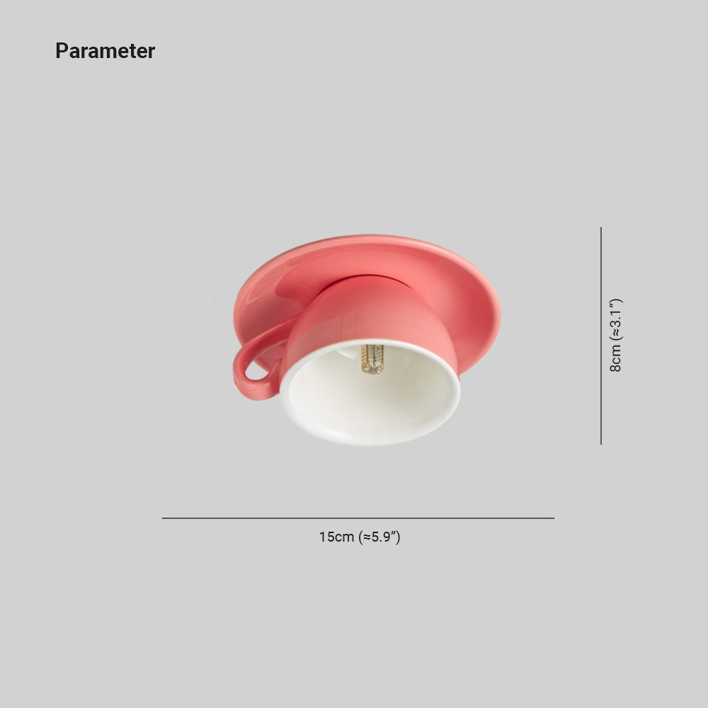 Deckenleuchte Keramik | Kaffeetassenform in 12 Farben | Aufbauleuchte mit LED | Wohnzimmer und Schlafzimmer