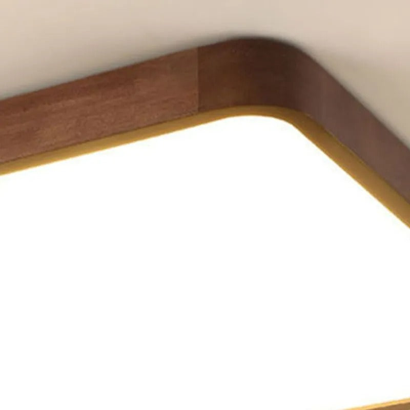 Deckenleuchte LED in Walnuss | Geometrische Aufbauleuchte aus Holz und Acryl | 3 Formen | Weißes oder Warmweißes Licht