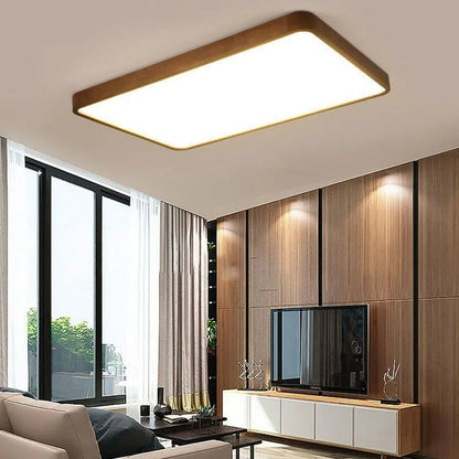 Deckenleuchte LED in Walnuss | Geometrische Aufbauleuchte aus Holz und Acryl | 3 Formen | Weißes oder Warmweißes Licht