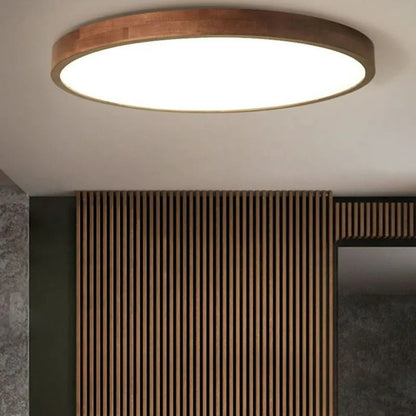 Deckenleuchte LED in Walnuss | Geometrische Aufbauleuchte aus Holz und Acryl | 3 Formen | Weißes oder Warmweißes Licht