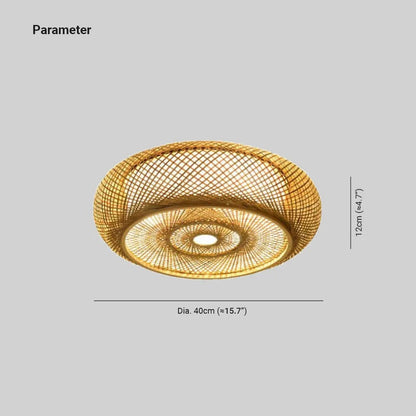 Deckenleuchte aus Rattan | Geflochtene Deckenlampe mit Schirm aus Naturmaterial | Warmweißes Licht | Wohnzimmer und Schlafzimmer