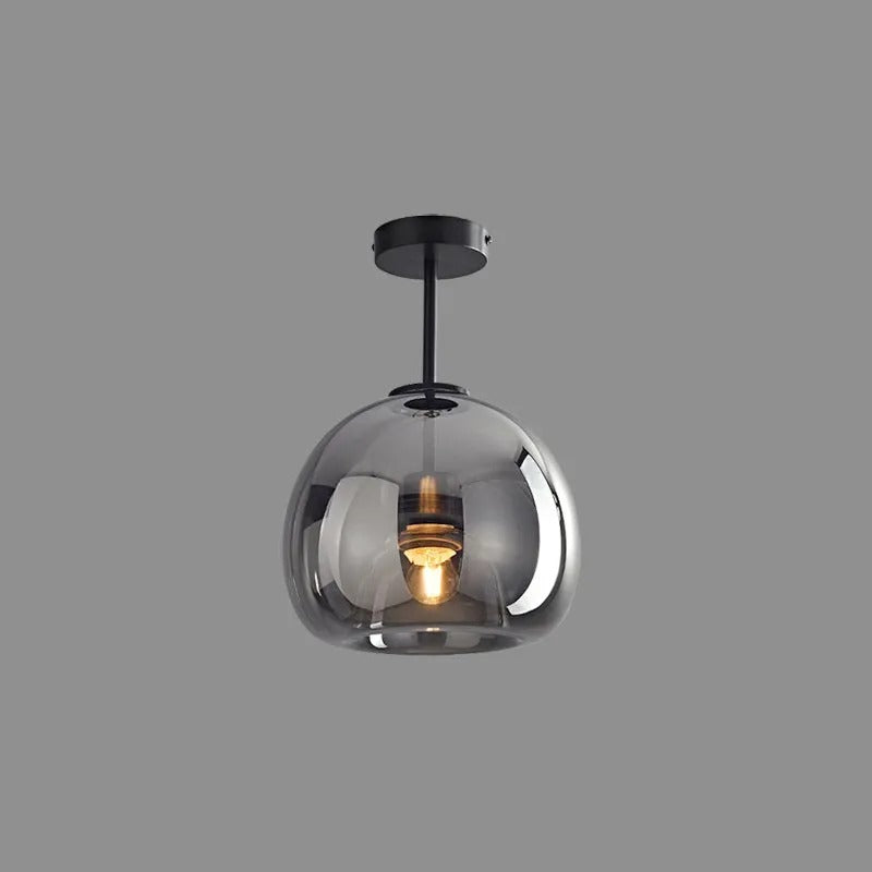 Deckenleuchte aus Glas und Metall | Kuppelförmiger Glasschirm in Gold oder Schwarz | Als Deckenlampe oder Pendelleuchte | Wohnzimmer und Schlafzimmer