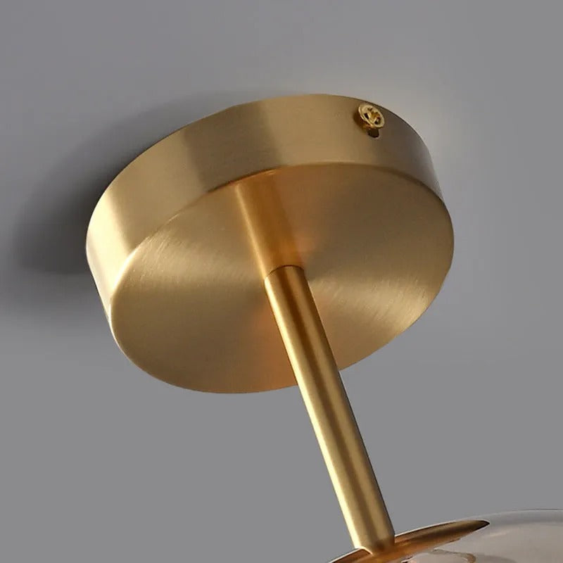 Deckenleuchte aus Glas und Metall | Kuppelförmiger Glasschirm in Gold oder Schwarz | Als Deckenlampe oder Pendelleuchte | Wohnzimmer und Schlafzimmer