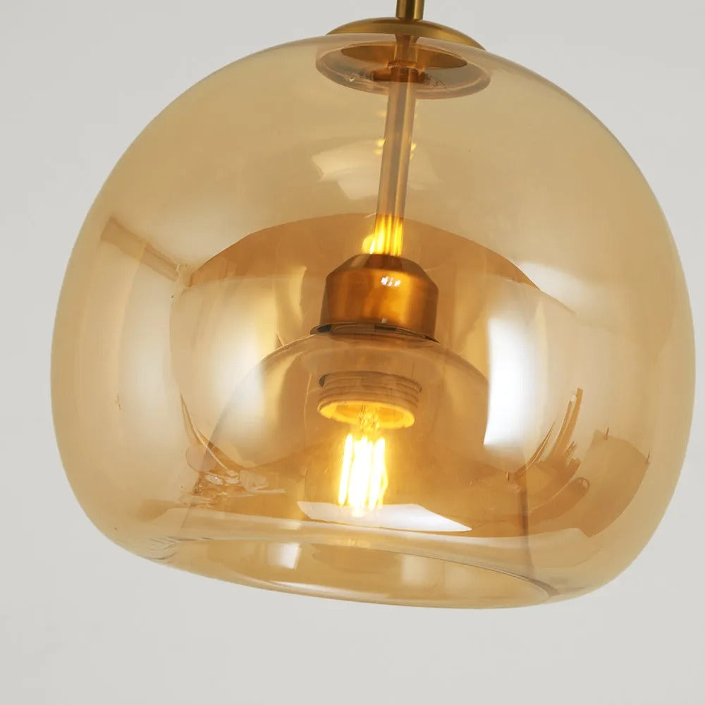 Deckenleuchte aus Glas und Metall | Kuppelförmiger Glasschirm in Gold oder Schwarz | Als Deckenlampe oder Pendelleuchte | Wohnzimmer und Schlafzimmer
