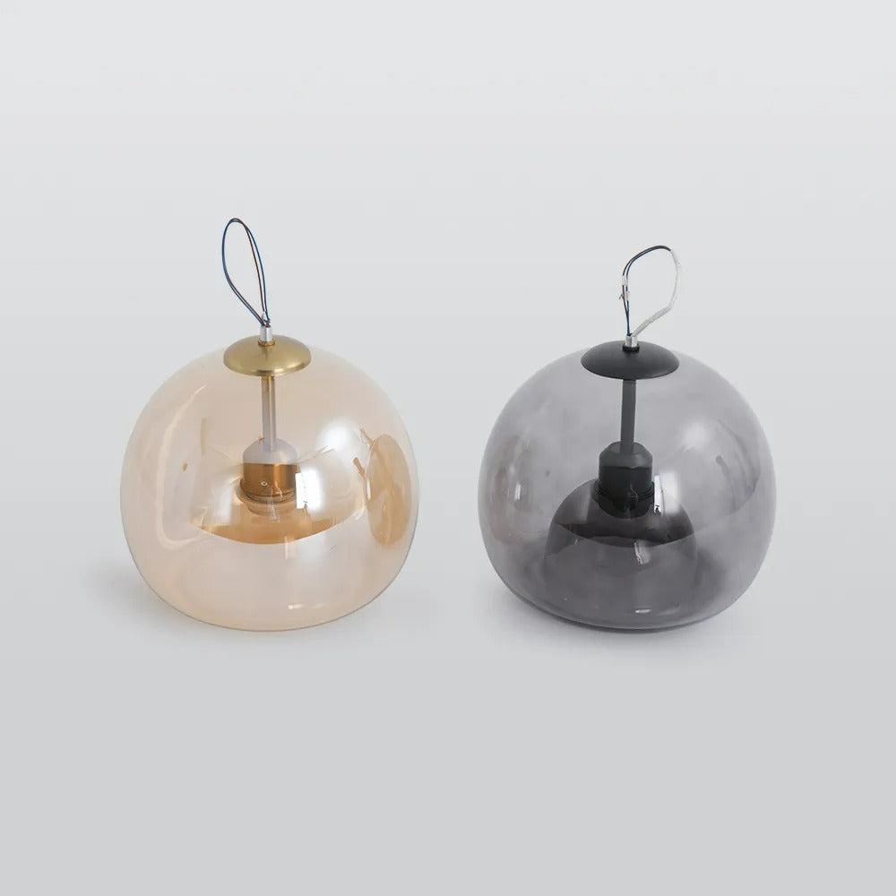 Deckenleuchte aus Glas und Metall | Kuppelförmiger Glasschirm in Gold oder Schwarz | Als Deckenlampe oder Pendelleuchte | Wohnzimmer und Schlafzimmer