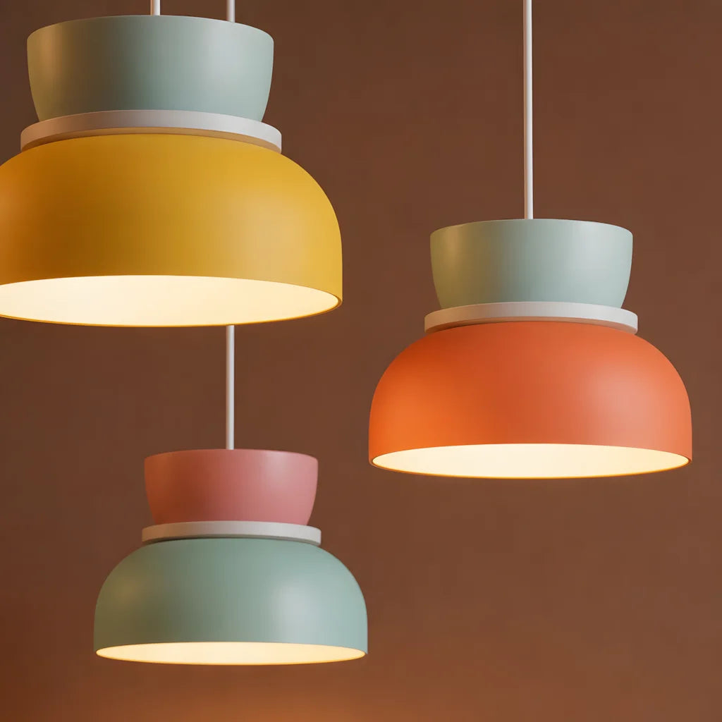 Pendelleuchte Color Block | Farbiger Acrylschirm & Aluminium | E27-Fassung | Wohnzimmer & Essbereich