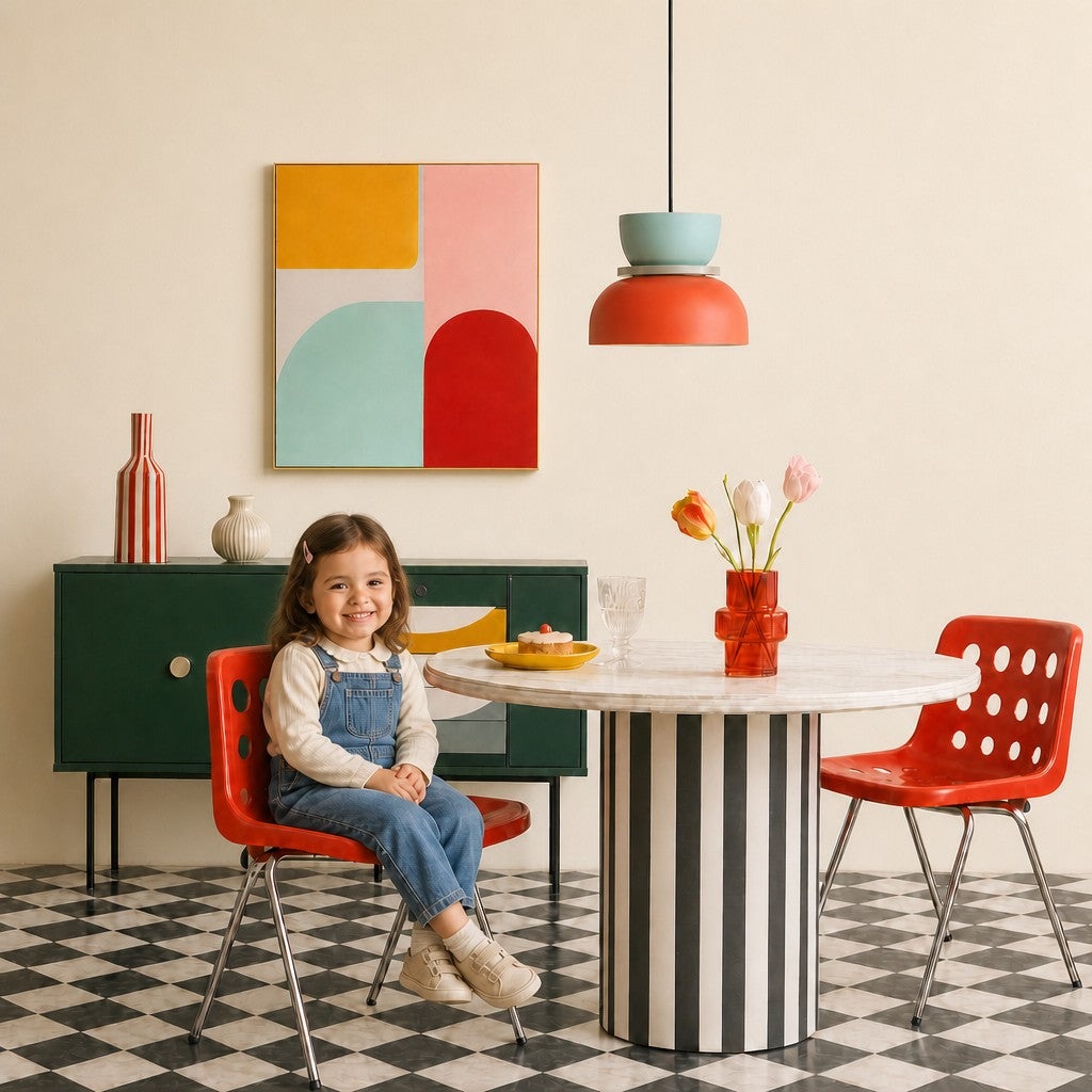 Pendelleuchte Color Block | Farbiger Acrylschirm & Aluminium | E27-Fassung | Wohnzimmer & Essbereich