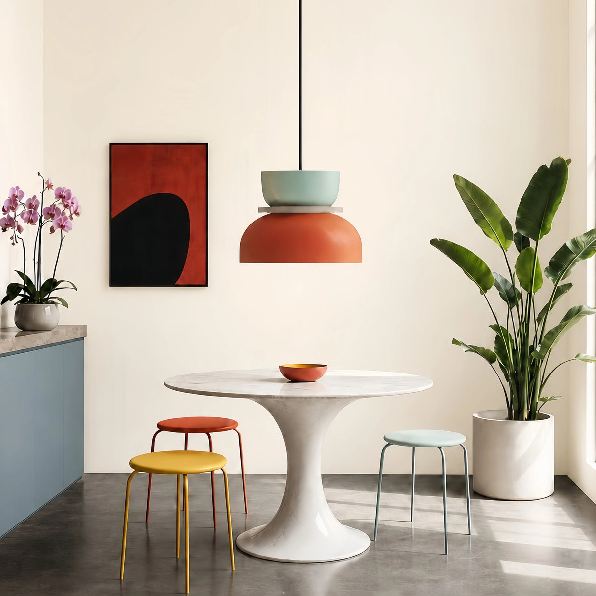 Pendelleuchte Color Block | Farbiger Acrylschirm & Aluminium | E27-Fassung | Wohnzimmer & Essbereich