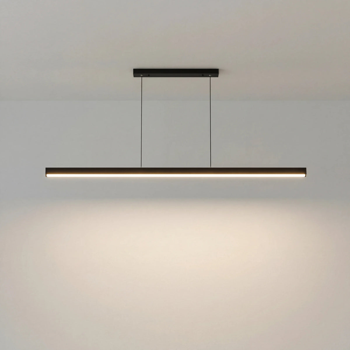 Lineare LED-Pendelleuchte aus Aluminium & Walnuss | Stufenlos dimmbar | Höhenverstellbar | Küche & Esstisch