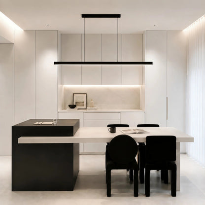 Lineare LED-Pendelleuchte aus Aluminium & Walnuss | Stufenlos dimmbar | Höhenverstellbar | Küche & Esstisch