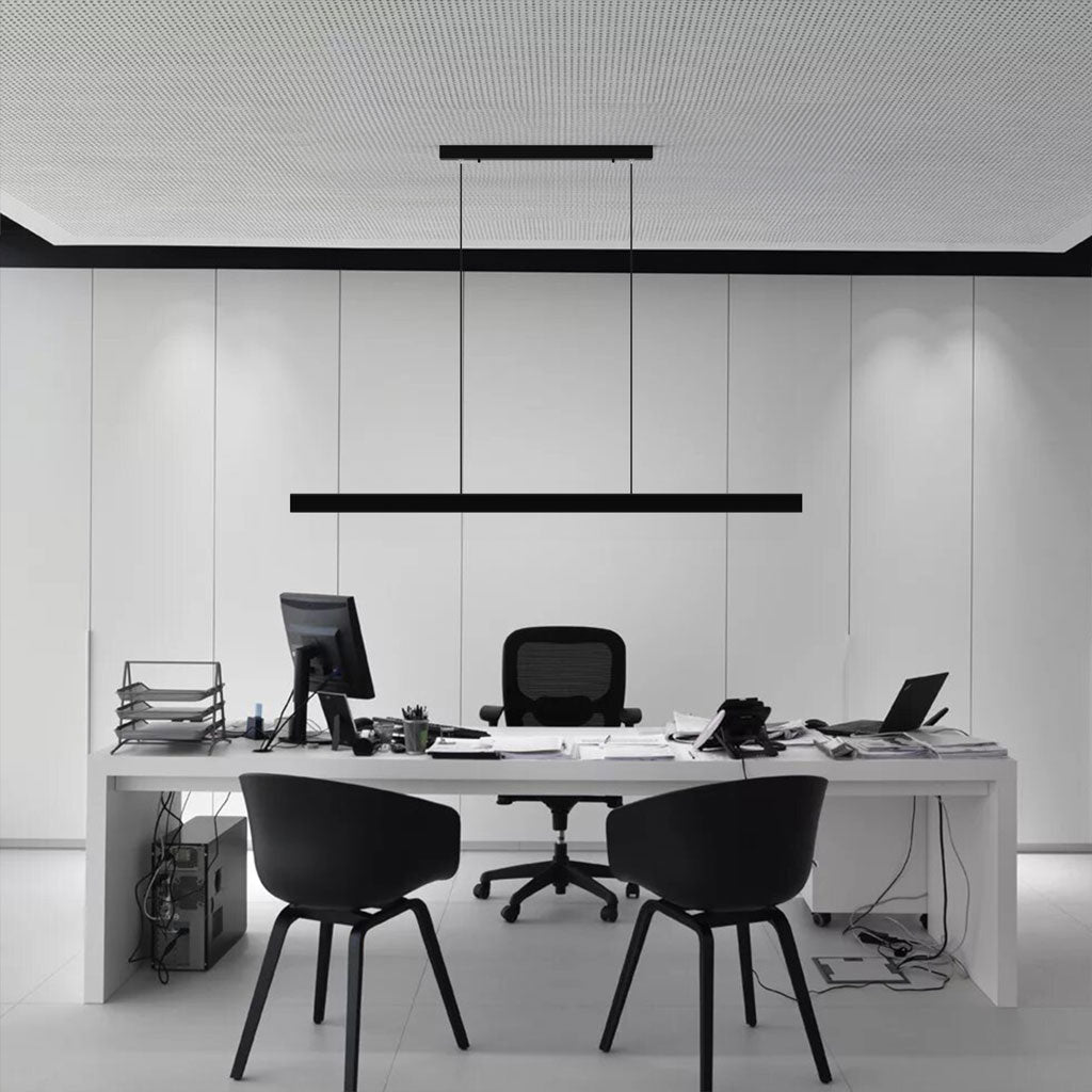 Lineare LED-Pendelleuchte aus Aluminium & Walnuss | Stufenlos dimmbar | Höhenverstellbar | Küche & Esstisch