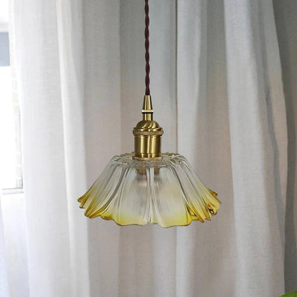 Ny gul glasskärm på pendellampa med E27-sockel
