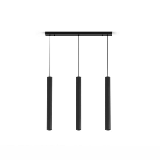 Röhrenförmige LED-Pendelleuchte | Höhenverstellbares schwarzes Aluminium | Kalt Neutral Warm Dimmbar | Wohnzimmer