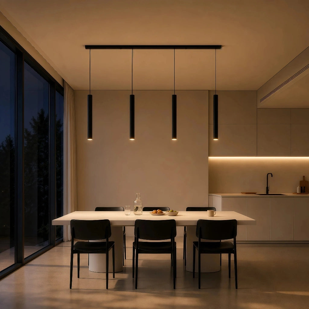 Pendellampa med tre ljuskällor i rörformad design