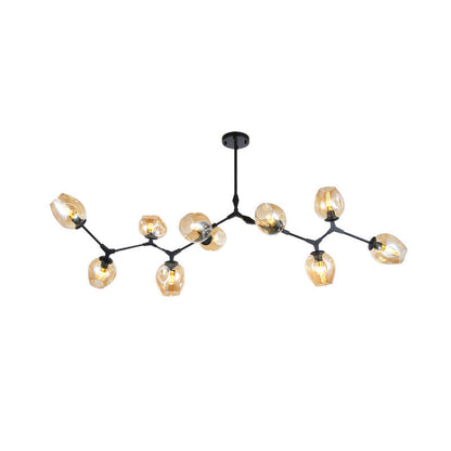 Pendelleuchte mit Glaskugeln | Schwarzes oder Goldenes Gestell | 5–9 Lichter | Klares, Rauch- oder Farbiges Glas
