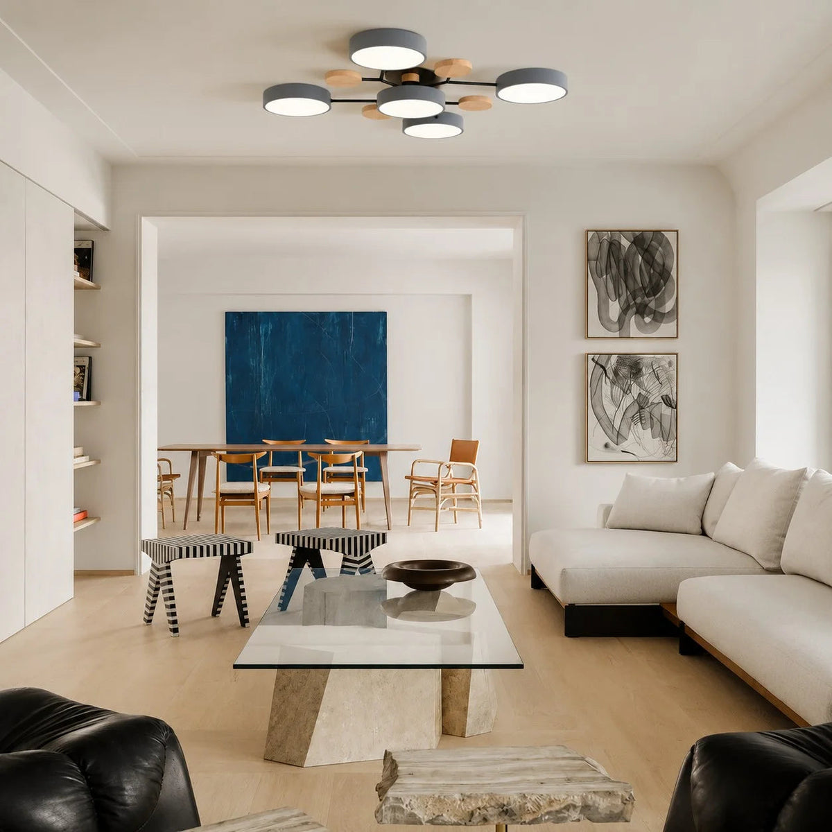 Molekulare LED-Deckenleuchte im Macaron-Design | Mehrkugelig Weiß Grün Grau | Dreifarbiges Licht | Wohnzimmer & Schlafzimmer