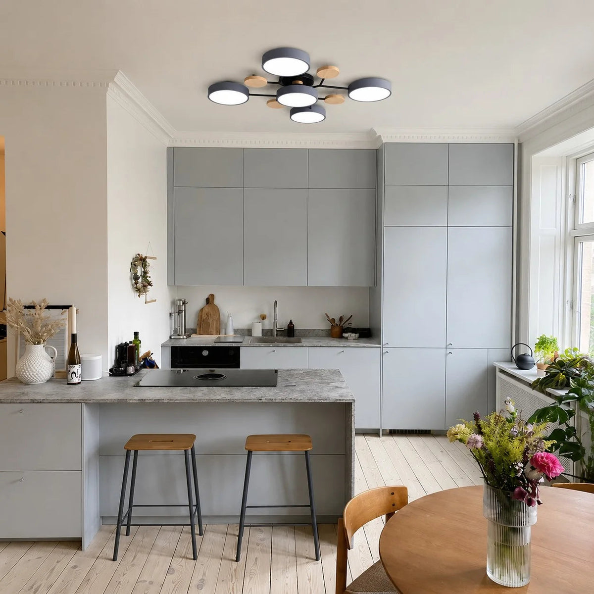 Molekulare LED-Deckenleuchte im Macaron-Design | Mehrkugelig Weiß Grün Grau | Dreifarbiges Licht | Wohnzimmer & Schlafzimmer