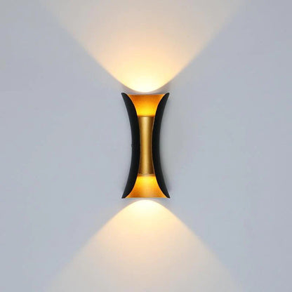 Wandleuchte für den Außenbereich | Gebogenes LED-Design | Licht nach oben und unten | Metall | Terrasse und Garten