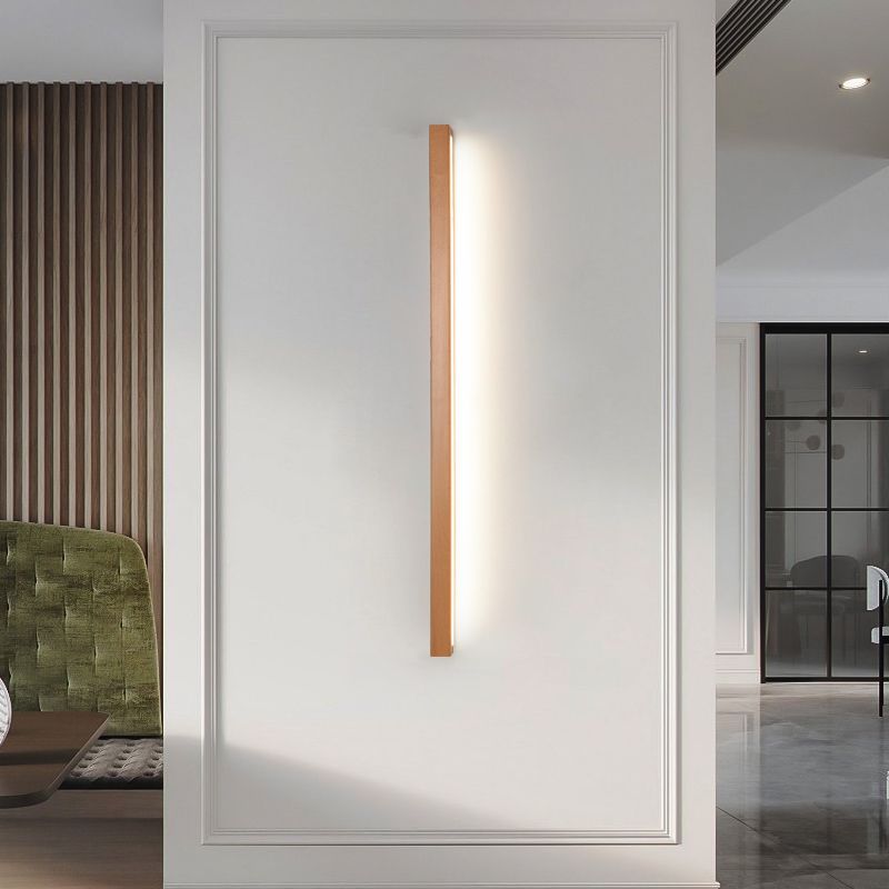 Wandleuchte aus Holz und Acryl | Lineare LED | Japandi-Design